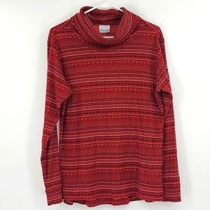 Columbia XL Rusty orange brown black geo design cowl neck long sleeve shirt cute